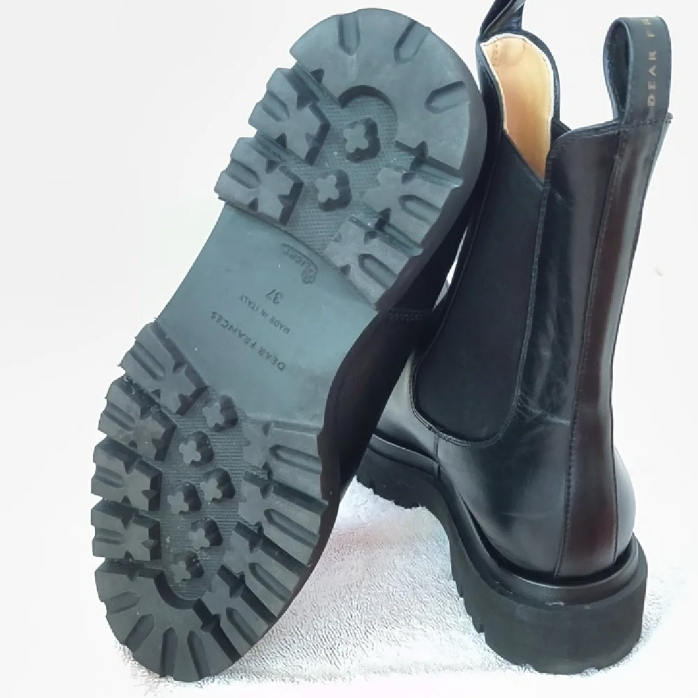 Dear Frances Tony Black Leather Ankle Chelsea Boots, Size 37 - Picture 10 of 11